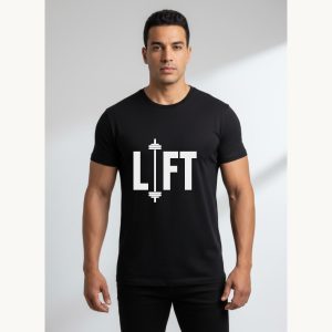 تيشيرت LIFT الأسود لعشاق الحديد