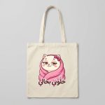 حقيبة قماشية قطنية — قطة «خلّوني بحالي»