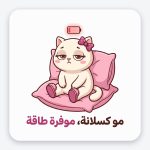 ستيكر فينيل مقاوم للماء — قطة «مو كسلانة، موفرة طاقة»